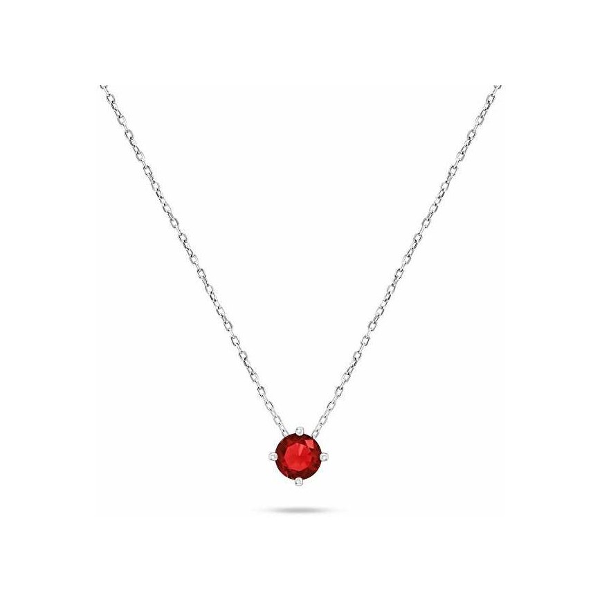 Brilio Silver Minimalist silver necklace with red zircon NCL73WGR