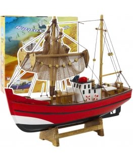 Модель коллекционного декоративного рыболовного судна Lean Toys, красная, 30x26 см