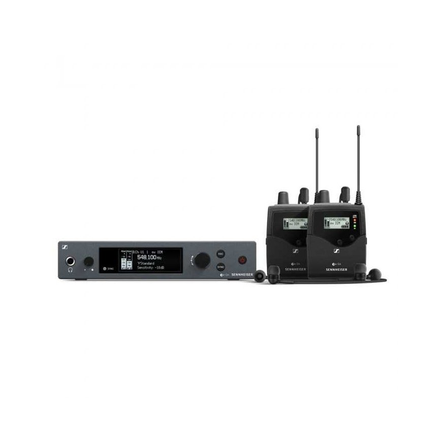 „Sennheiser EW IEM G4-twin-A1“ – äänipalautesetti kahdella vastaanottimella (kuuntelua varten lavalla), 470–516 MHz