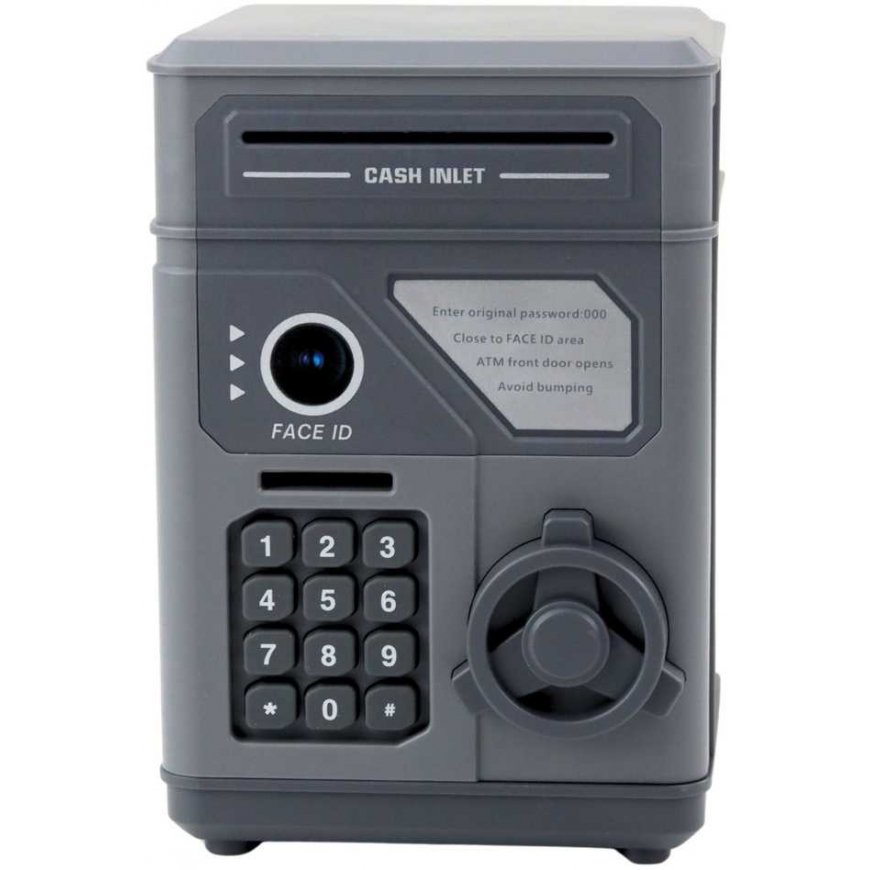 Lean Toys Electronic Safe with PIN Code - Piggy Bank, Gray – 2