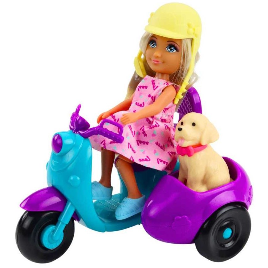 Lean Toys Lėlė Ankiki su triračiu motoroleriu ir šuneliu – 3