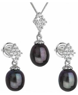 Evolution Group Luxury silver river pearl set 29018.3 (earrings, chain, pendant)