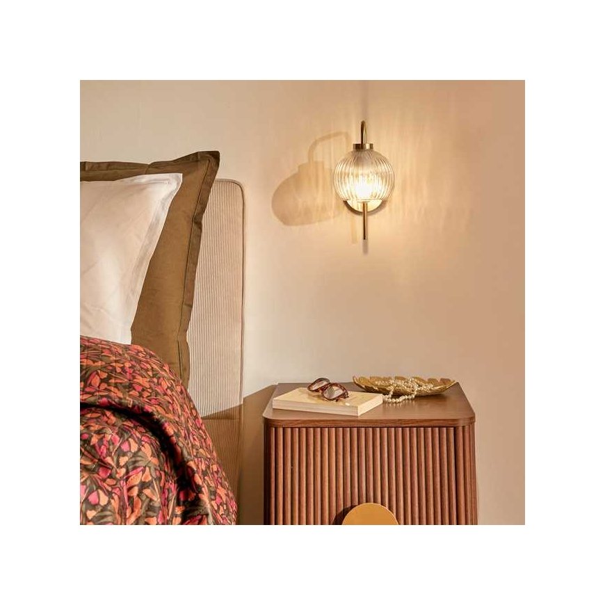 Lamp Kugel seinavalgus KRYS, kuldne ja klaasist, kõrgus 30 cm – 2