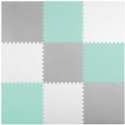 Liels putuplasta puzles paklājs Ricokids 180x180cm 9 gab. pelēkā tirkīza krāsā Liels putuplasta puzles paklājs Ricokids 180x180cm 9 gab. pelēkā tirkīza krāsā