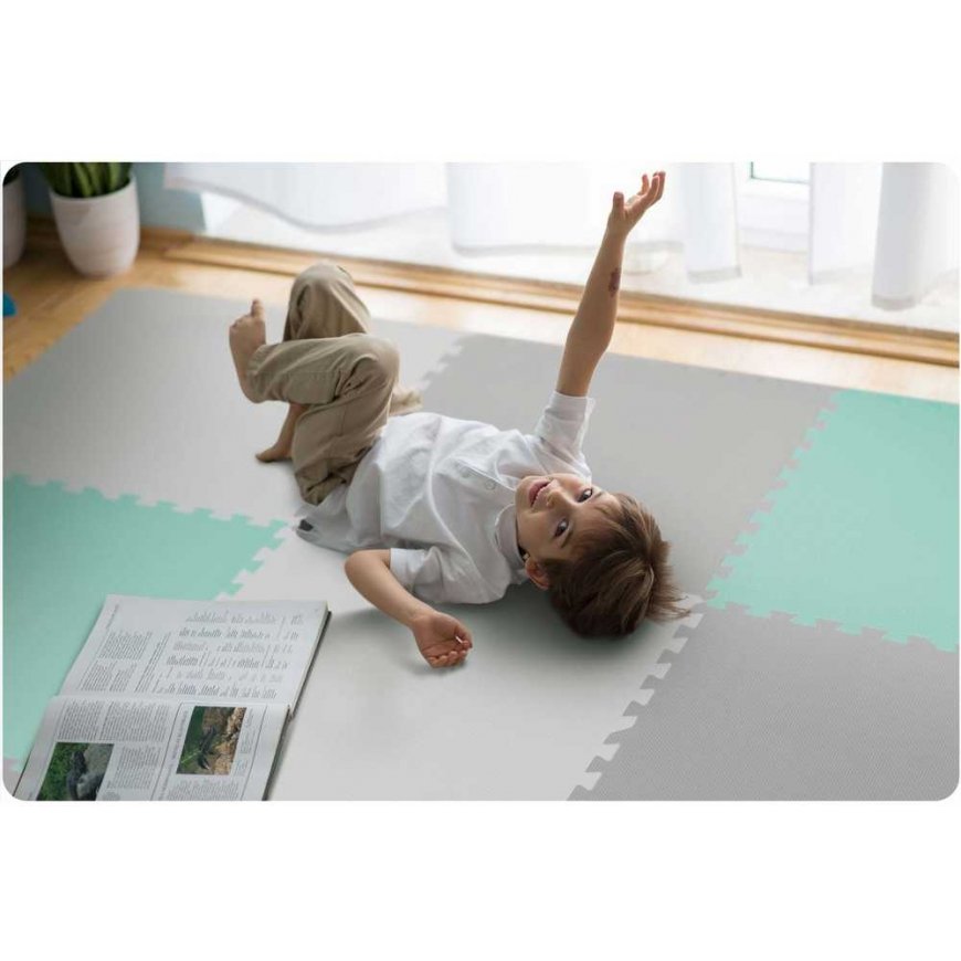Suuri vaahtomuovinen palapeli-matto Ricokids 180x180cm 9 kpl harmaan turkoosina – 3