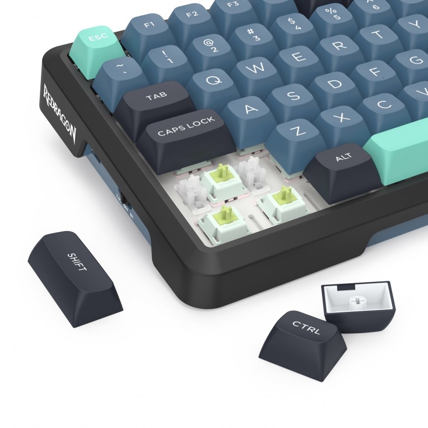 REDRAGON K724GBG-RGB-PRO Behemoth tastatūra USB + RF Wireless + Bluetooth Pelēks, Zils