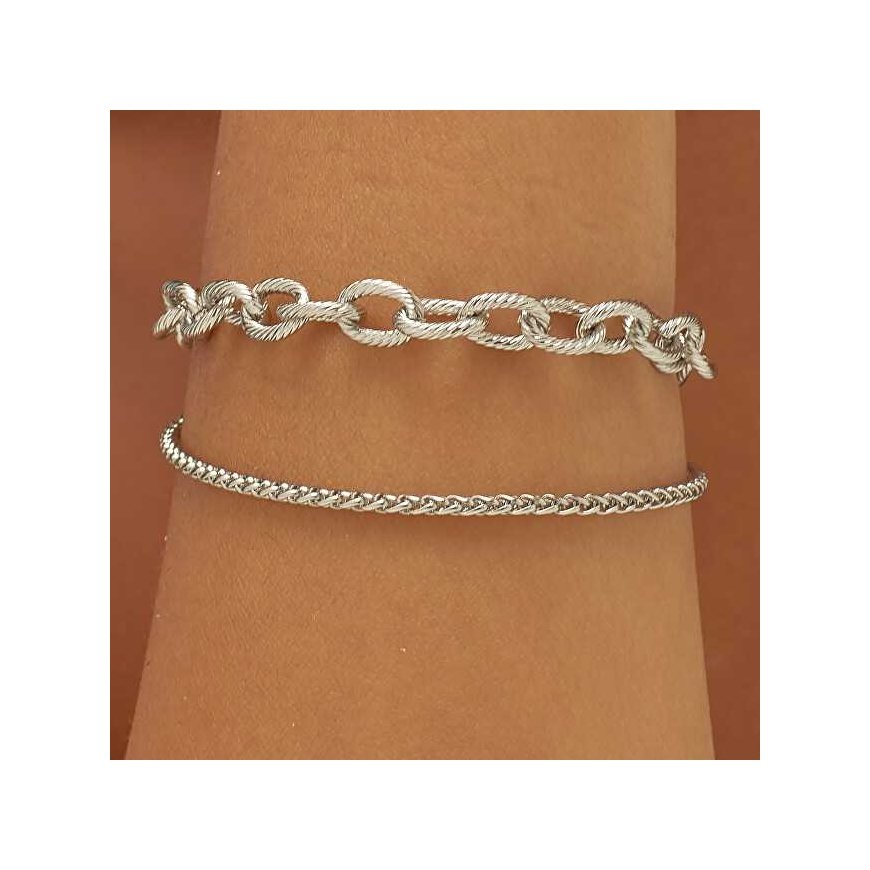 Sagapo Modern Thick Double Steel Bracelet SHK65 – 3