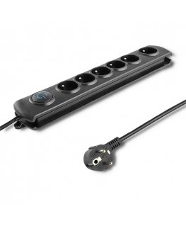 Qoltec 50172 ylijännitesuoja musta 6 AC-pistorasia(a) 230 V 5 m