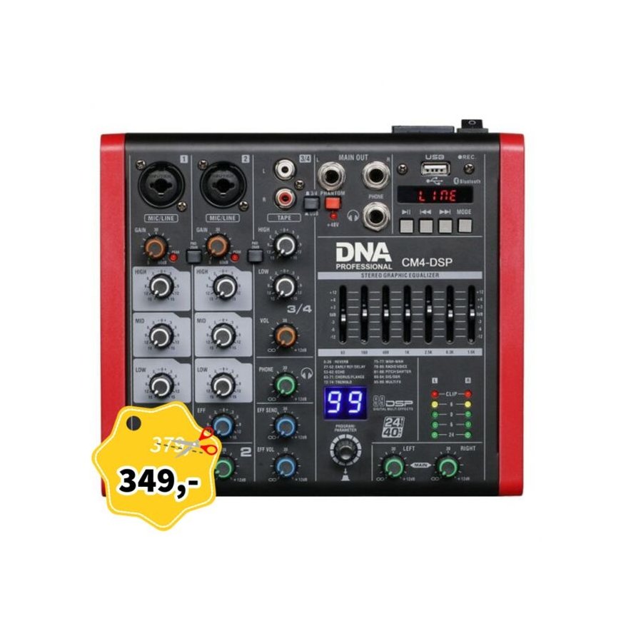 DNA CM4-DSP USB MP3 Bluetooth Phantom Audio Mikseris