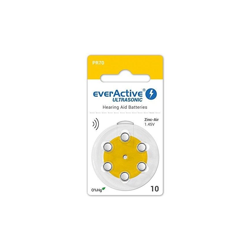 Klausos aparato baterija - Everactive Ultrasonic 10 PR70 1.45V 60 vnt. – 2