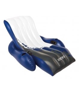 Intex Floating Recliner Lounge Black, Blue, White Monochromatic Vinyl Floating lounge chair