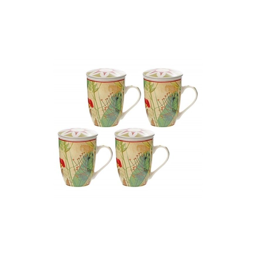ROSE&TULIPANI MIRABILIA 4 arbatinių puodelių rinkinys, 300 ml, raudoni