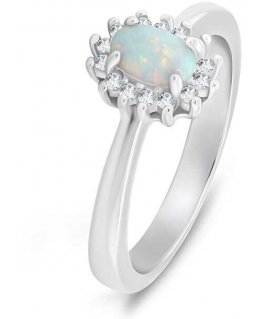 Brilio Silver Elegants sudraba gredzens ar opālu un cirkoniem RI106W