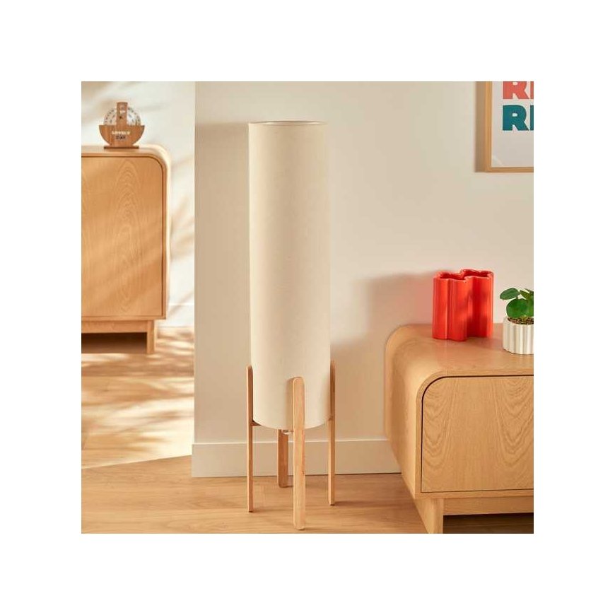 Lamp Toršeras ar tekstila pārklātu abažūru RAFA, koka kājas, Ø 24 x 107 cm – 2