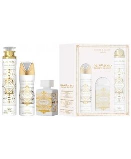 Lattafa "Bade'e Al Oud Honor & Glory" set: perfume spray 100 ml + deodorant 200 ml + air freshener 300 ml