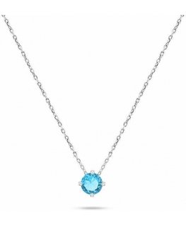 Brilio Silver Minimalist silver pendant with blue zircon NCL73WAQ
