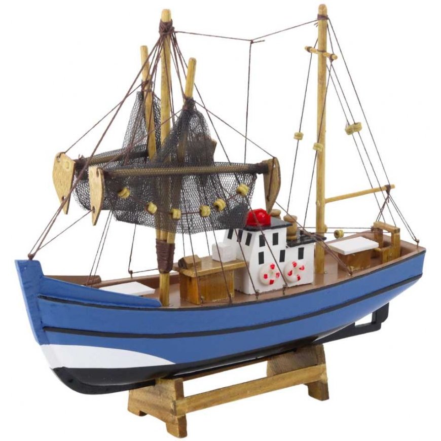 Lean Toys Kolekcijas dekoratīvais zvejas laiva modelis, zils, 30x26 cm – 2