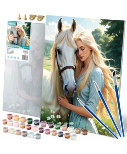 Картина для рисования по номерам 40x50 см Портрет женщины с лошадью Massido