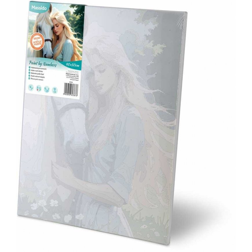 Glezna pēc skaitļiem 40x50 cm Massido sievietes ar zirgu portrets – 3
