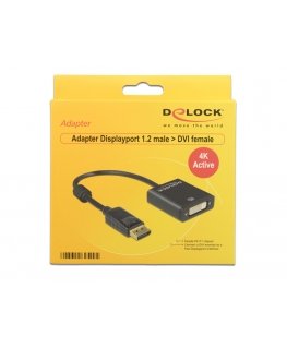 DeLOCK 62599 video cable adapter 0.2 m DisplayPort DVI-I Black