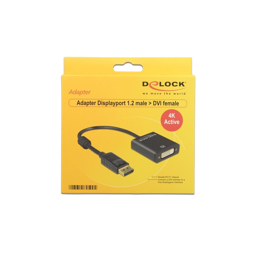 DeLOCK 62599 video kabeļu aksesuārs 0,2 m DisplayPort DVI-I Melns