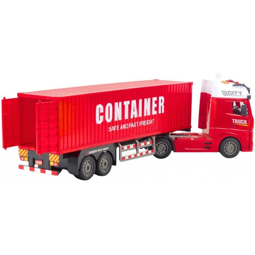 Lean Toys Transport Truck with Container, red, 58.5 cm – 3
