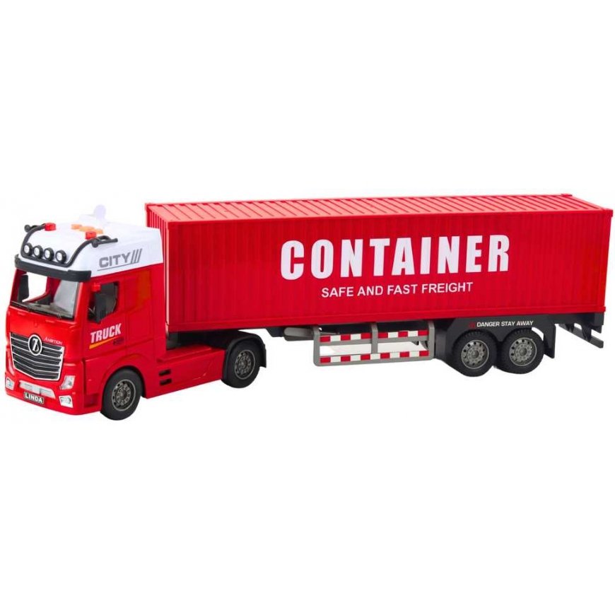 Lean Toys transporto sunkvežimis su konteineriu, raudonas, 58.5 cm – 4