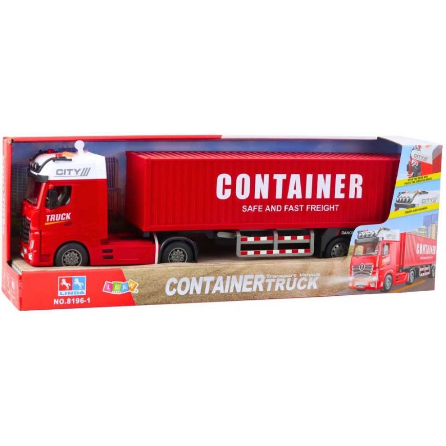 Lean Toys Transport Truck with Container, red, 58.5 cm – 5