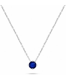 Brilio Silver Minimalist silver pendant with dark blue zircon NCL73WB