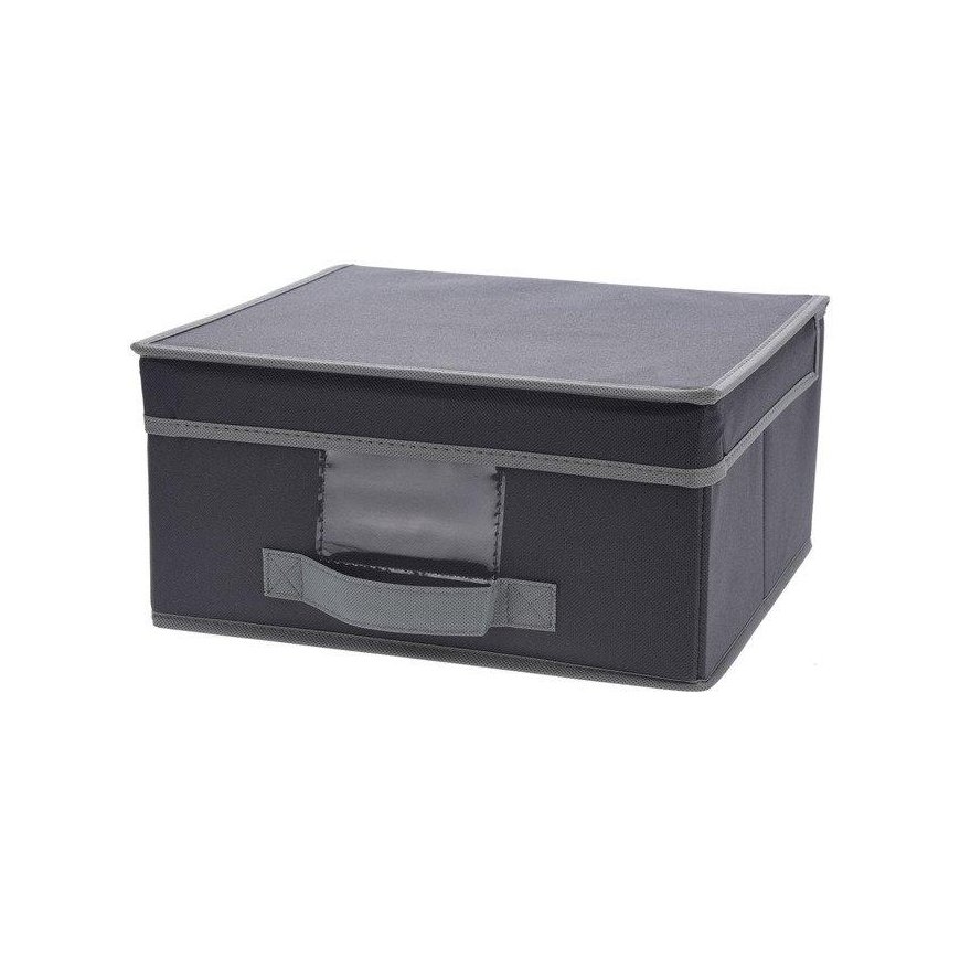 Foldable textile container with lid, gray, 44x33x22 cm – 2