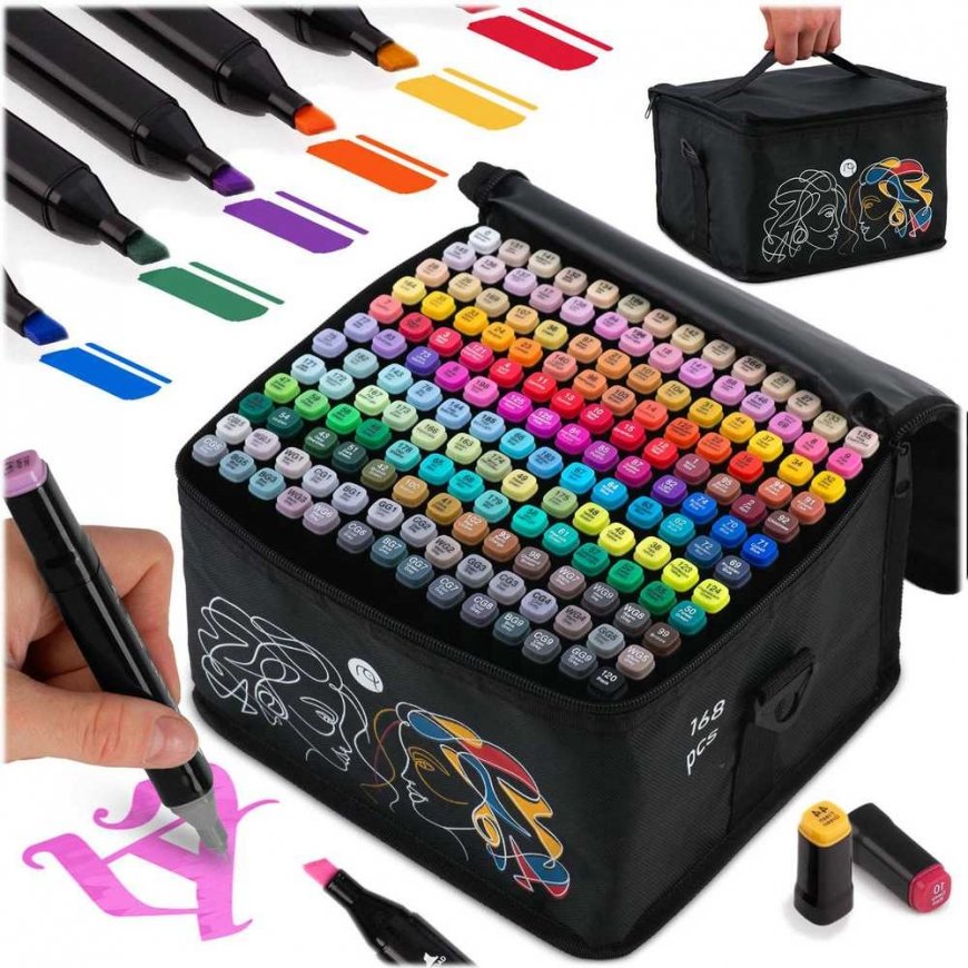 Alcohol markers with pouch 168 pcs Nukido NK-914