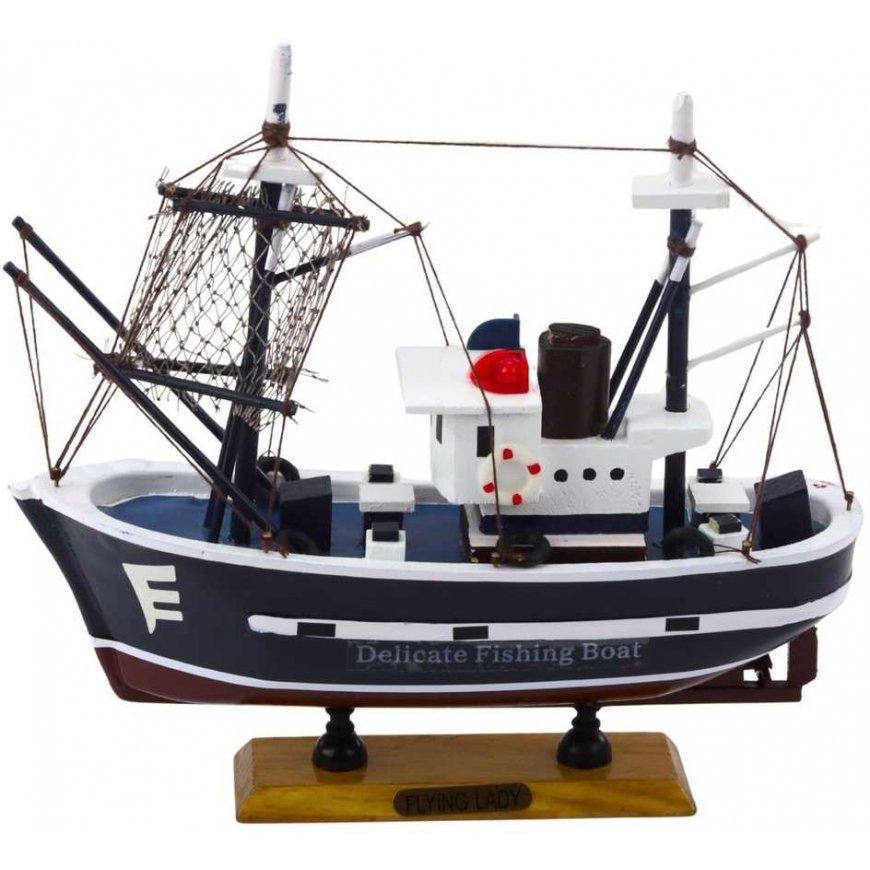 „Lean Toys“ kolekcinis dekoratyvinis žvejybos laivo modelis, skraidanti ledi, 24 x 23 cm – 3