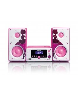 Lenco MC-020 Kodin miniaudiojärjestelmä 10 W Vaaleanpunainen, Valkoinen