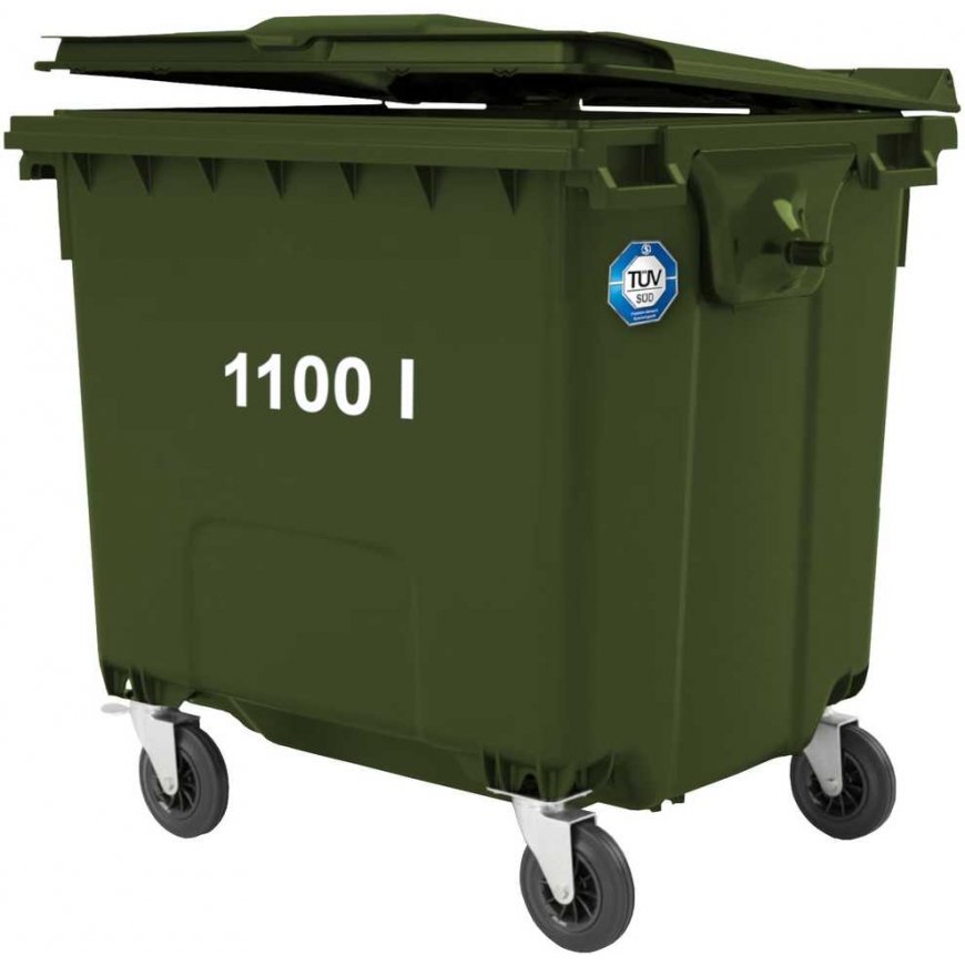 Gsg24 konteineris atkritumiem komunalajiem atkritumiem PZH EN 840-2 DIN 1100L - zaļš