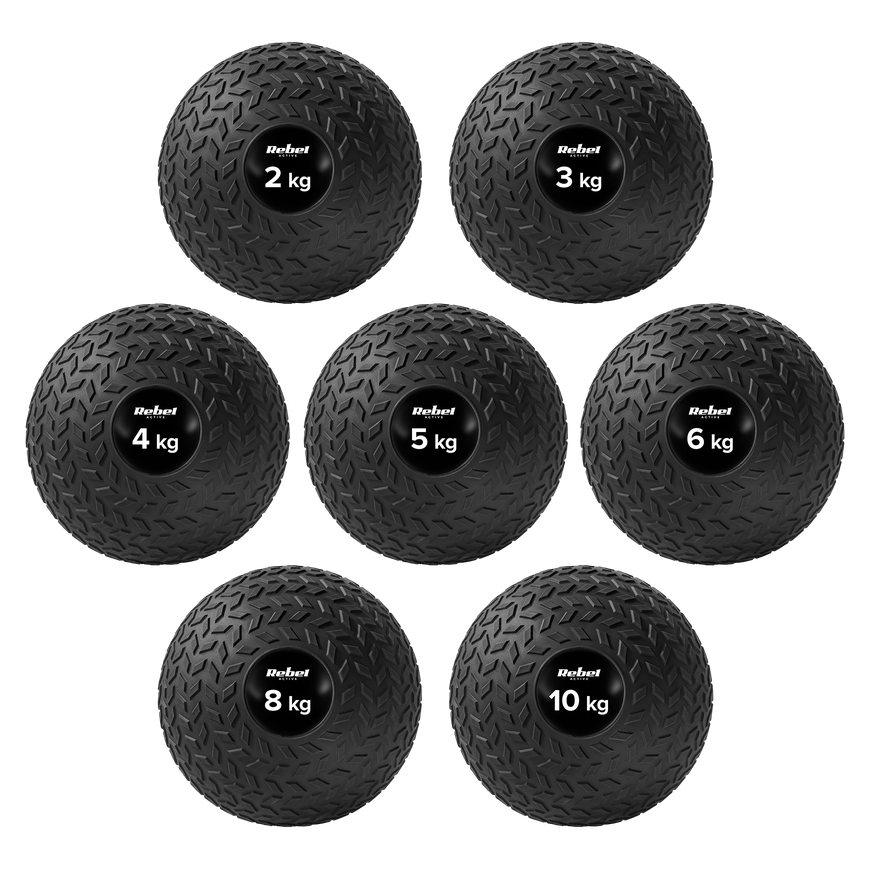 Mažas medicininis kamuolys reabilitaciniams pratimams Slam Ball 23 cm 15 kg, REBEL ACTIVE – 3