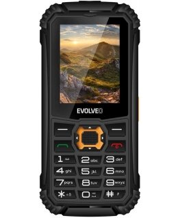 EVOLVEO StrongPhone Q1, ūdensizturīgs, izturīgs divu SIM karšu telefons, melnā un oranžā krāsā