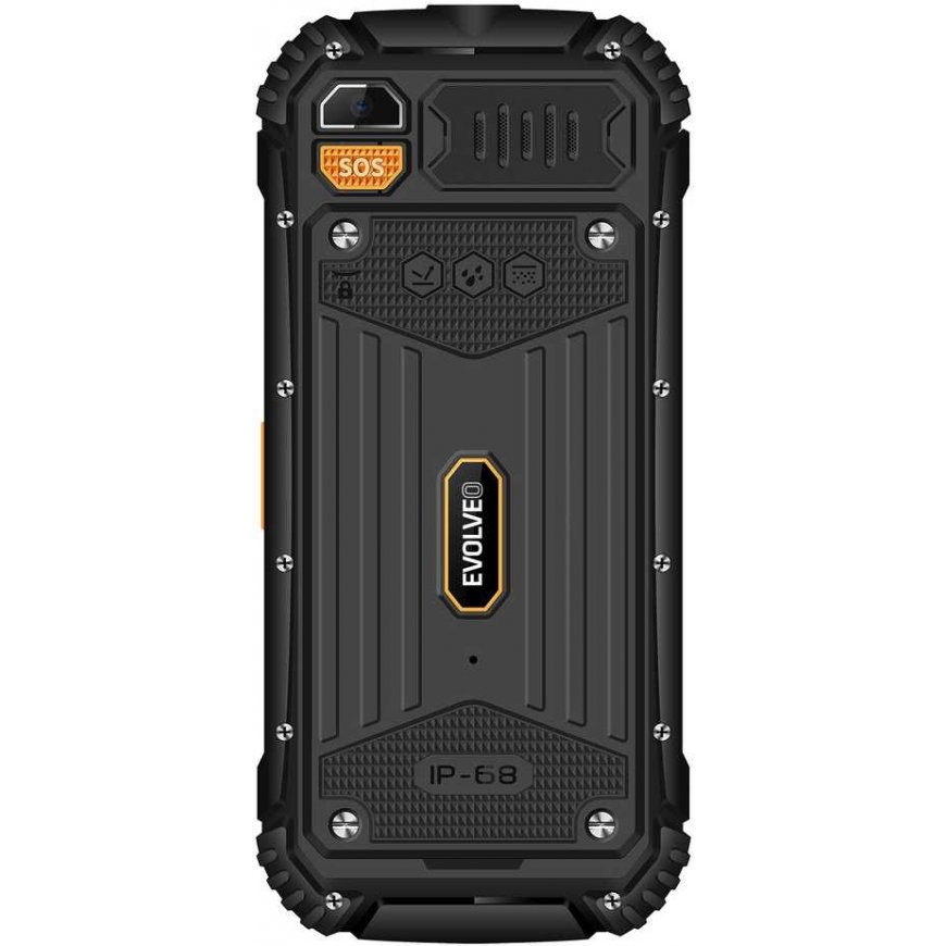 EVOLVEO StrongPhone Q1, waterproof, durable dual SIM card phone, black and orange color – 2