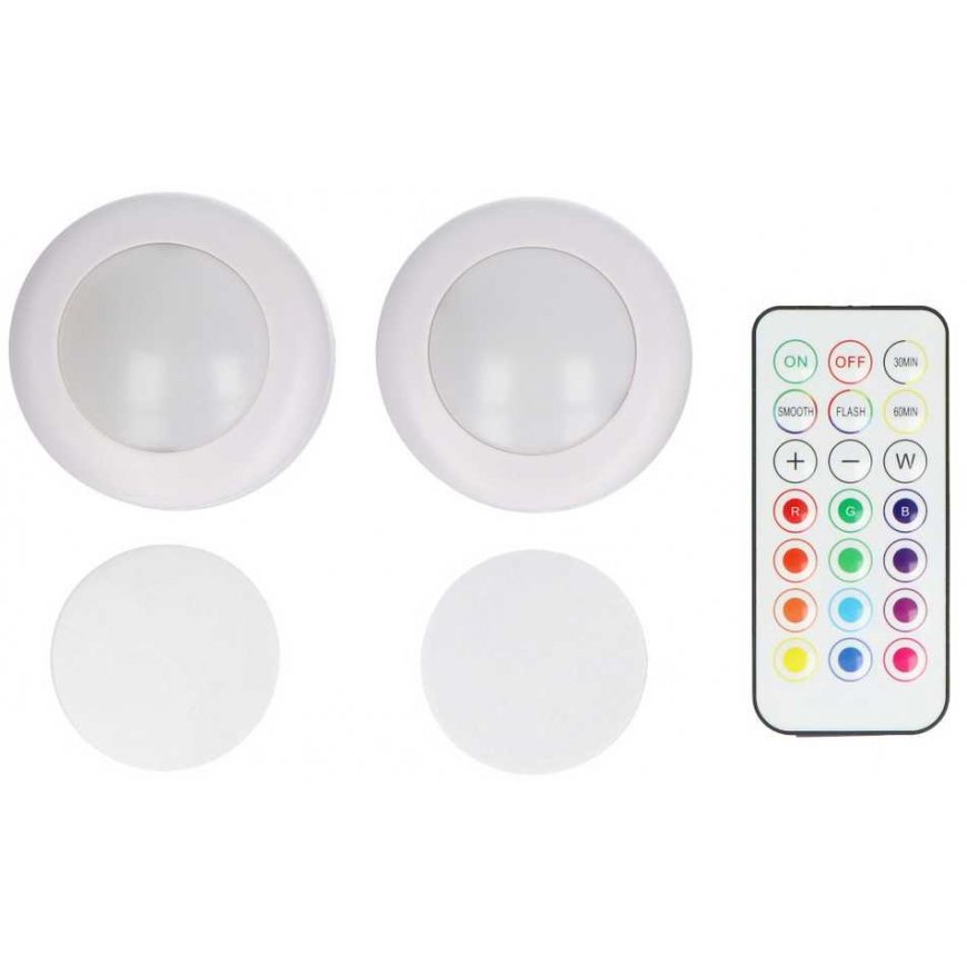 RGBW LED light set with remote control - KC007 - 16 colors - 62.2x27.6 mm - 2 pcs, - Bambu Lab – 2