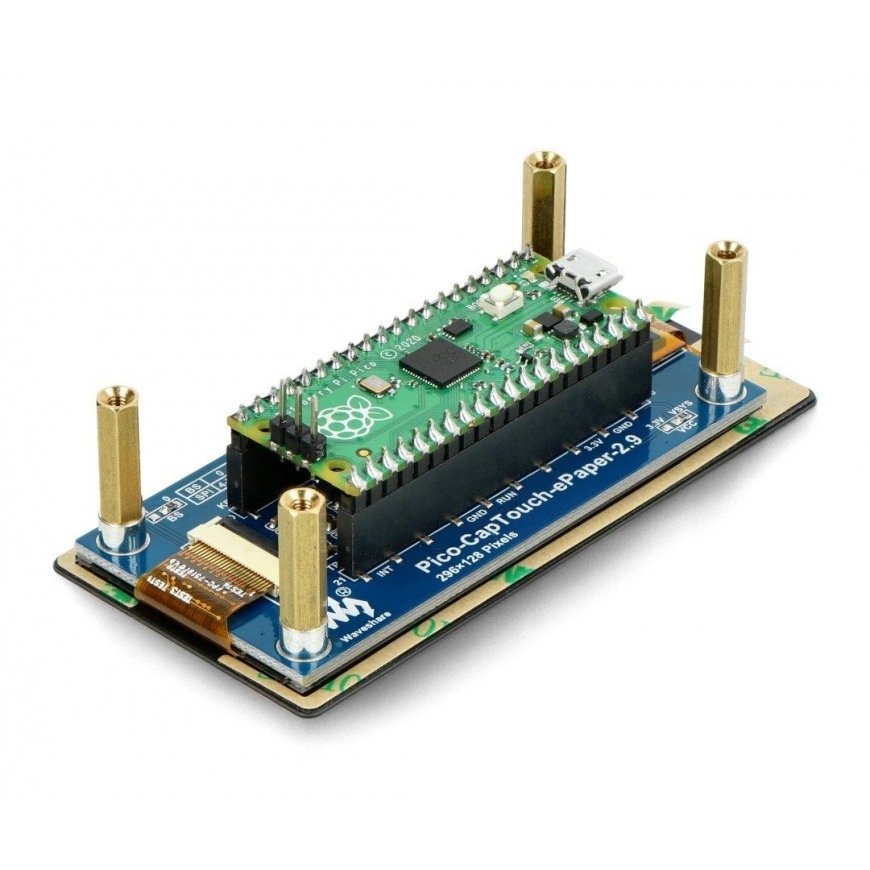 Touchscreen E-paper E-Ink, 2.9” 296x128px, SPI/I2C, monochrome, designed for Raspberry Pi Pico, Waveshare 20051 – 3