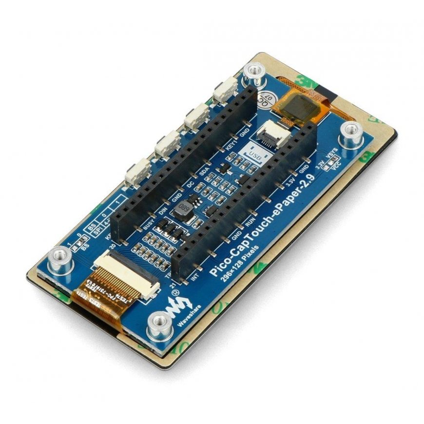Touchscreen E-paper E-Ink, 2.9” 296x128px, SPI/I2C, monochrome, designed for Raspberry Pi Pico, Waveshare 20051 – 4