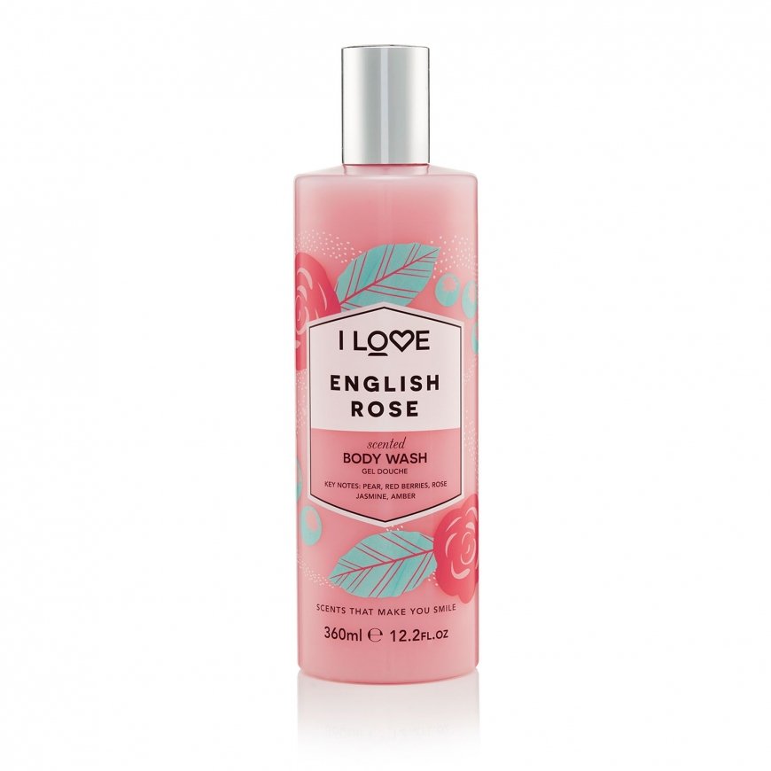I LOVE English Rose 360 ml Dušigeel Keha Merevaik, Jasmiin, Pirn, Roos