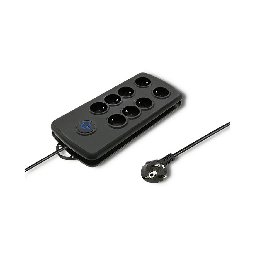 Qoltec 50161 ylijännitesuoja musta 8 AC-pistorasia(a) 230 V 2,5 m