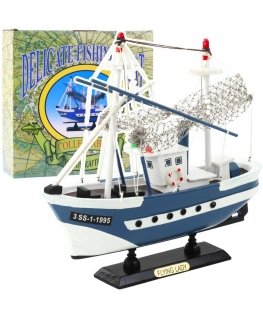 Коллекционная модель корабля "Lean Toys", рыболовная лодка, летающая леди, синяя, 24x23 см
