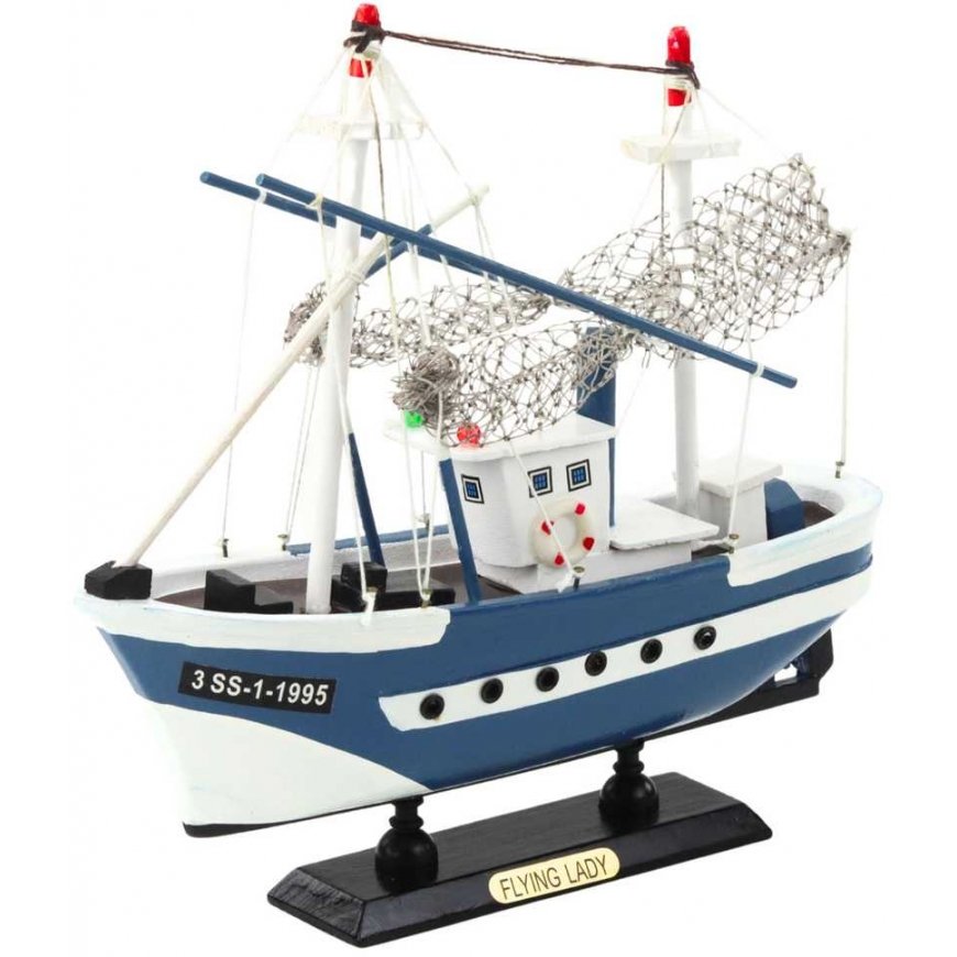 "Lean Toys" collectible ship model, fishing boat, flying lady, Blue, 24x23cm – 2