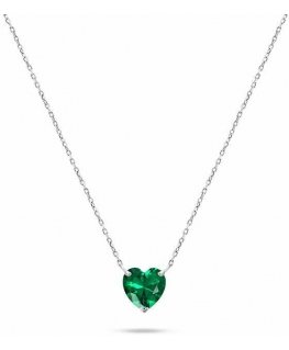 Brilio Silver Sparkling silver pendant with green heart NCL53WG