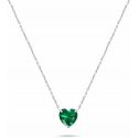 Brilio Silver Sparkling silver pendant with green heart NCL53WG