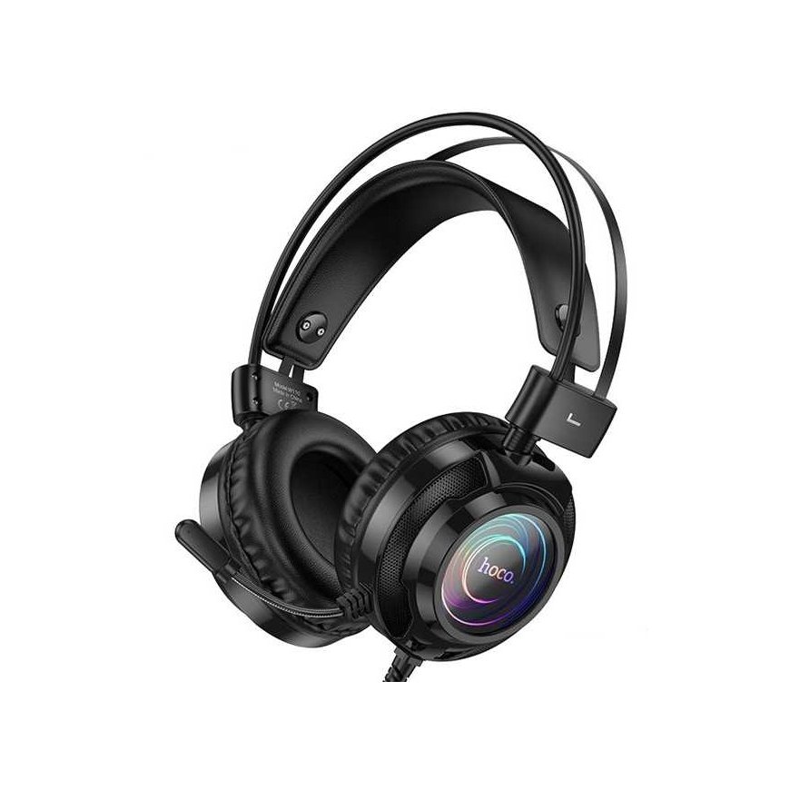 HOCO wired headphones USB A + 3.5 mm Jack with microphone for gaming W110 2 m black – 2