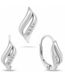 Brilio Silver Kaunis hopeinen korusetti zirkonilla SET292W (korvakorut, riipus)