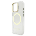 Uzmini IML Gold Outline Stand Camera Frame MagSafe vāciņš, kas paredzēts Apple iPhone 16 Pro, caurspīdīgs