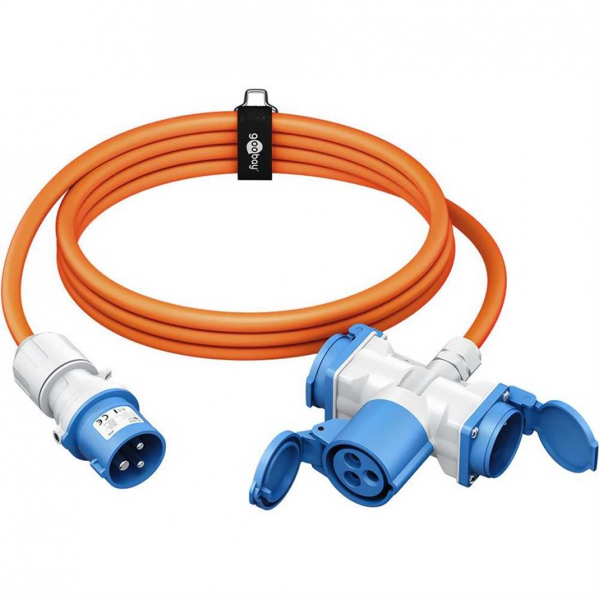 Goobay adapter ja kaabel CEE na CEE 16A ja 2 Schuko 1,5m – 2